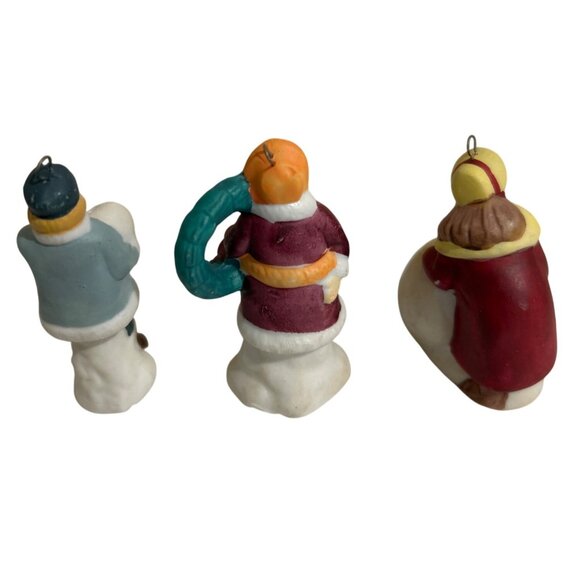 Vintage Christmas Village Figurine Lot Of 3 Porcelain Ornaments - Holiday Decor - Picture 2 of 4